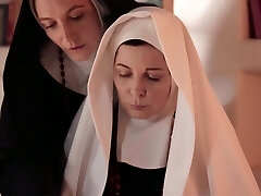 Two unholy mature nuns are licking and munching each others beavers