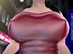 Mouth-watering 3D hentai babe gets big funbags sucked