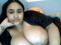 Busty bbw Dominican Dream frolicking on Webcam