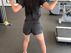 amazing fitness girl was fucked after a exercise in the gym (public)