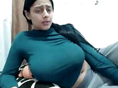 Bengali white girl exposing her huge mounds in cam