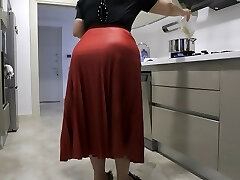 my stepmother's red mini-skirt hardened my dick.