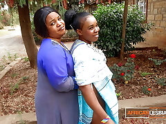 African Married Milfs Lesbian Make Out In Public During Neighbourhood Soiree