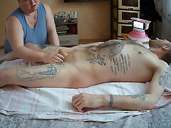 instead of a massage, she wanks off my cock