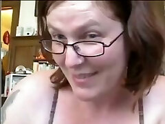 Short haired mature nerdy bitch flashes her ugly tits and fat culo