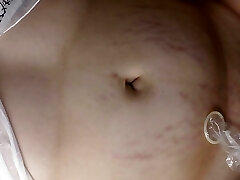 Horny busty cheating wife Milky Mari remove protection from a cock and get ball-sac deep creampie in hairy cunny!