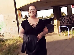 German plump plus-size teen picked up in public and fucked on street