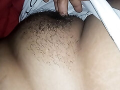 massaging my wife's phat hairy pussy