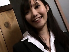 Asian brunette sucking firm on a fat dick