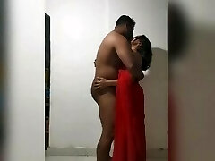Sri Lankan wife poked in hot red saree Piyumi Hansamali