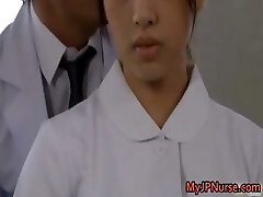 Super sexy Japanese nurses deep-throating part3