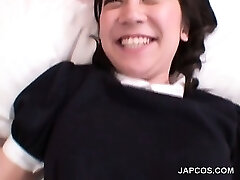 Asian maid gets hairy labia teased upskirt