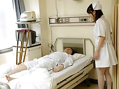 Japanese nurse Reina Wamatsu rubs man rod, uncensored