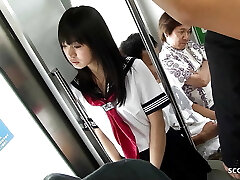 Public Gangbang in Bus - Asian Teenie get Fucked by many old Dudes