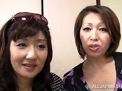 Threeway with two horny Japanese milfs