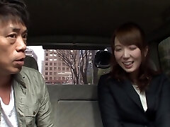 Business lady Hatano Yui gets undressed and fucked in the truck