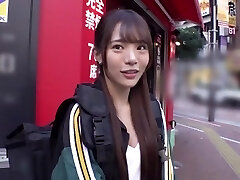 A petite Chinese with a vibrator in her pussy walks around the city and gets hard sex.