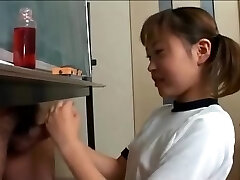 Japanese cutie Itsuki Wakana wanks a hard salami uncensored