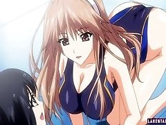 Manga Porn beauty in swimsuit gives tittyfuck