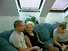 German Blonde Threesome In Loft