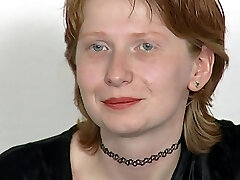 Cute redhead teen gets a bunch of cum on her face - 90's retro smash