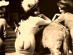 Bitches from 20th century teasing with booties in vintage compilation