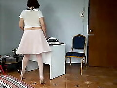 Upskirt Depraved secretary. Vintage SeXretary. No panties office milf. Naked office.