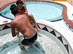 THE 18 YEAR Aged NEIGHBOR Goes DOWN TO THE POOL TO SUN, I Entice HER AND GIVE HER A DELICIOUS FUCK