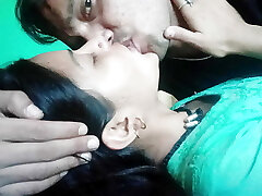 Horny girlfriend kissing so lovely with boyfriend and sucking boobs