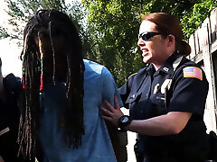 Milf cops chase camper thief suspect through a parking lot Milf cops chase camper thief suspect through a parking lot