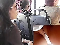 Very glamour upskirts on the Russian bus