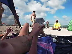 Exhibitionist Wife 511 - Mrs Kiss gives us her NUDE BEACH Point Of View view of a VOYEUR JERKING OFF in front of her and a few other folks observing!
