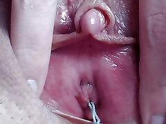 Extreme closeup masturbation with huge clitoris humid orgasm