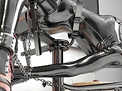Sister in Law in Hardcore Metal Bondage and Latex Catsuit 3D Domination & Submission Animation
