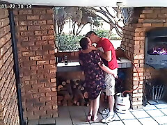 Voyeur: CC TV self catering accomodation couple banging on front porch of nature reserve