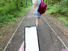 Public Dare - Sister In Law Walks Around Nude Outdoors In Park And Plays With Remote Control Vibrator In Her Fuckbox