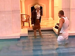 Elegant lady wearing fur sucks dick in a pool Elegant lady wearing fur sucks dick in a pool