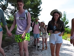 Outdoors video of brilliant group sex with adorable Elise Moon