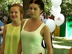 Teen in taut white small hard nipples