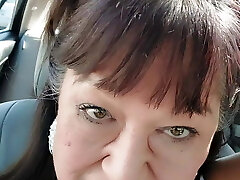 Mature Latina Granny with hairy cunt and big clit pissing outside car wash