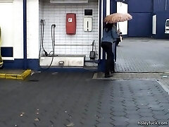 Foxy babe gets boinked in the toilet through gloryhole Foxy babe gets boinked in the toilet through gloryhole