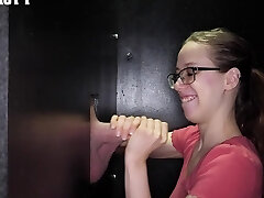 Girlfriends sharing a cock through a glory hole. Girlfriends sharing a cock through a glory hole.