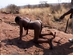 African babe gets lashed in the middle of nowhere