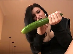 Hot Mature Brunette - Giant Dildo & Deep Cucumber