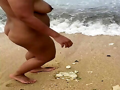 Shy Asian Naked on Beach