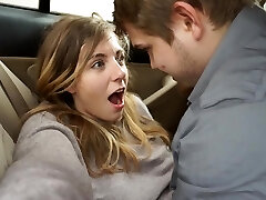My insatiable girlfriend and me having adventure fucking in car and got caught