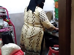 Hot Mother - Indian 55 Year Old Molten Banged By Son In Law In Kitchen - Cum In The Big Backside