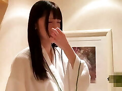 A stunning Japanese beauty with long black hair gives a oral job and then takes a creampie POV 2 uncensored