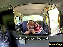 Bigtitted brit cabbie consoles before sex
