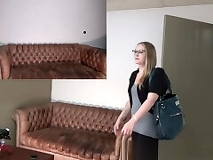 Amber takes a huge explosion on my casting couch